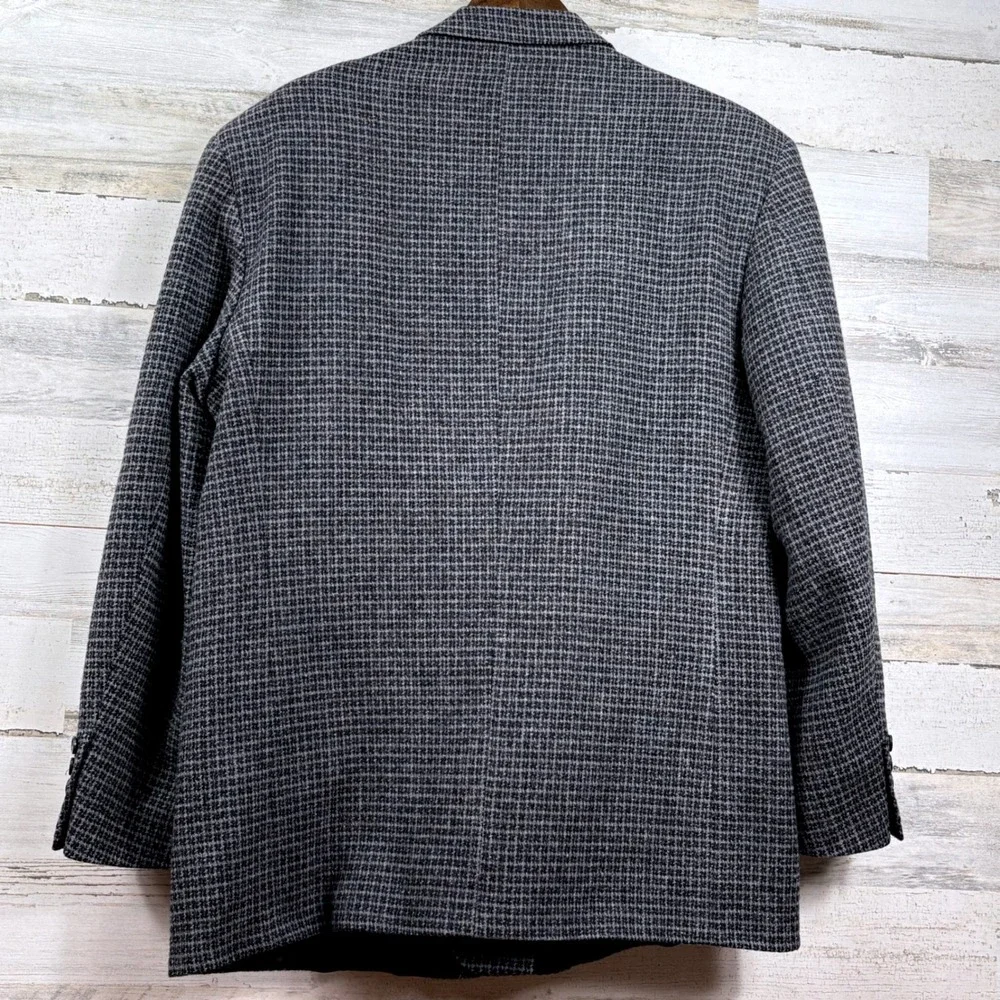 Bill Robinson 46R Grey Check Plaid Wool Lambswool‎ 3-Button Blazer Sport Coat